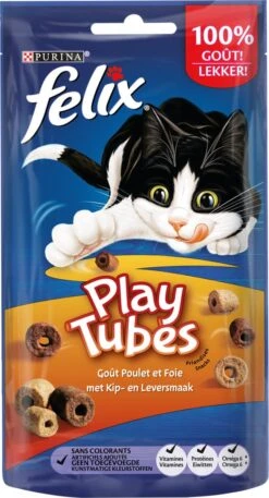 Felix PlayTubes - Kattensnacks - Kip & Lever - 8 X 50g -Huisdierbenodigdheden Korting 648x1200 5