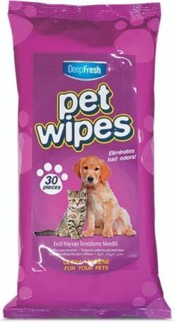 DEEPFRESH Pet Wipes - 30 Stuks - Verzorgingsdoekjes Voor De Vacht - Verreikt Met Aloë Vera Extract Vochtige Dierendoekjes - Vochtige Doekjes Hond - Kat