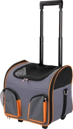 Pawise Luxe Katten En Honden Trolley Tot 7kg - Reismand – Grijs – Telescopisch Handvat – Met Doorkijkvensters En Opbergvakken – Optimale Ventilatie -Huisdierbenodigdheden Korting 685x1200 5
