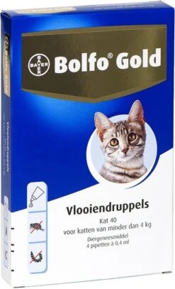 Bayer Bolfo Gold 40 Anti Vlooienmiddel - Kat - 0 Tot 4 Kg - 4 Pipetten -Huisdierbenodigdheden Korting 728x1200 3