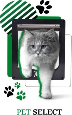 Merkloos Kattenluik Zwart Met Tunnel – 4 Vergrendelingsstanden – Weerbestendig - Maat L -Huisdierbenodigdheden Korting 751x1200 3