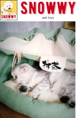 SNOWWY - Kattentunnel Met Kattenmand In één - Origineel En Uniek Design - Kattenhuis - Kattenhuis - Kat Kussen - Kattenbed - Matcha Groen -Huisdierbenodigdheden Korting 775x1200 10