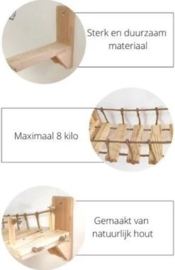 Be-Inspired® Houten Katten Brug – Katten Klimwand – Katten Klimmuur – Katten Muur – Katten Klim Plankjes – Huisdier – Hangmat – Wandmeubel Kat – Wandmontage – Duurzaam – 90 Cm -Huisdierbenodigdheden Korting 781x1200 14