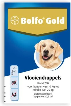 Bayer Bolfo Gold 250 Anti Vlooienmiddel - Hond - 10 Tot 25 Kg - 2 Pipetten -Huisdierbenodigdheden Korting 800x1200 40