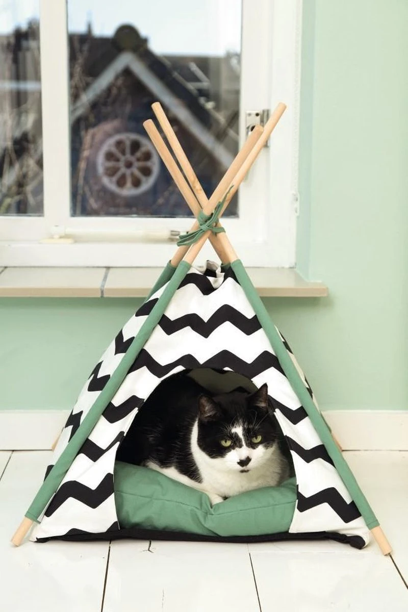 Beeztees Kioni Tipi Tent - Kattenhuis - Zwart/Wit - 50x50x70 Cm 5 Beeztees Kioni Tipi Tent - Kattenhuis - Zwart/Wit - 50x50x70 Cm - Image 3