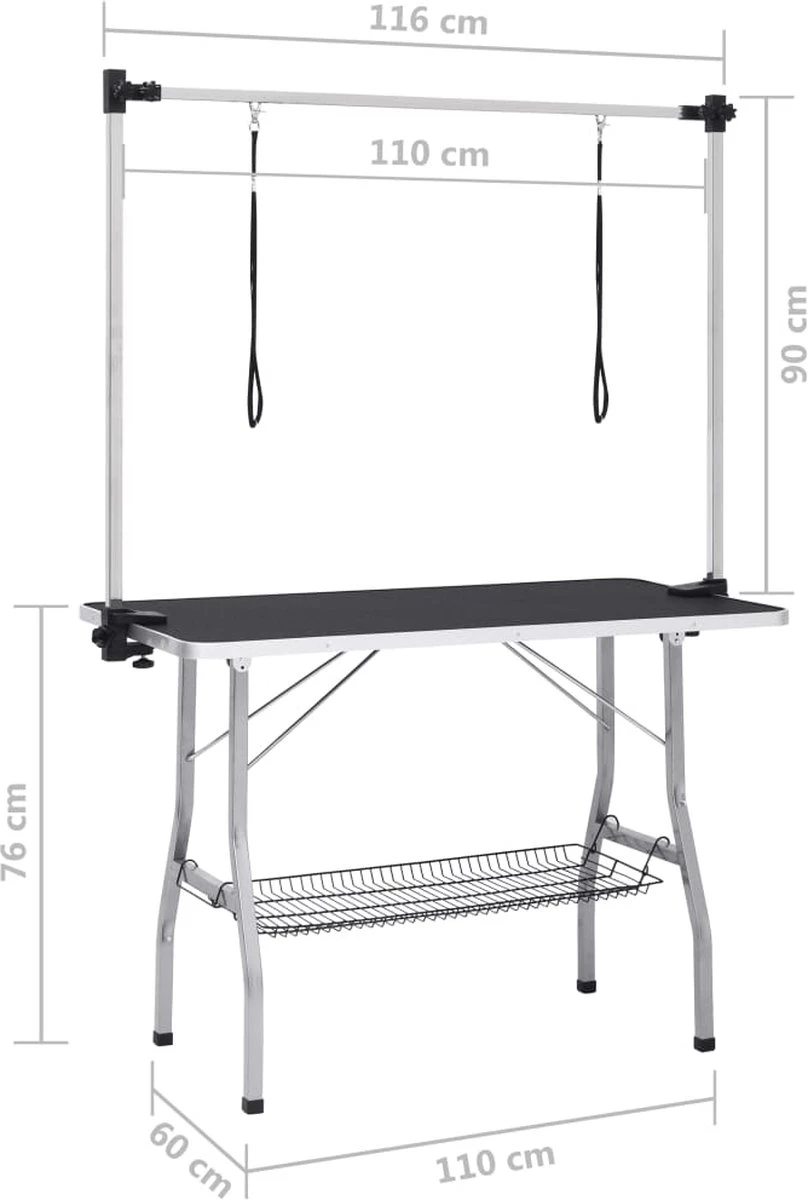 VIDAXL Hondentrimtafel Verstelbaar Met 2 Lussen En Opbergschap 14 VIDAXL Hondentrimtafel Verstelbaar Met 2 Lussen En Opbergschap - Image 12
