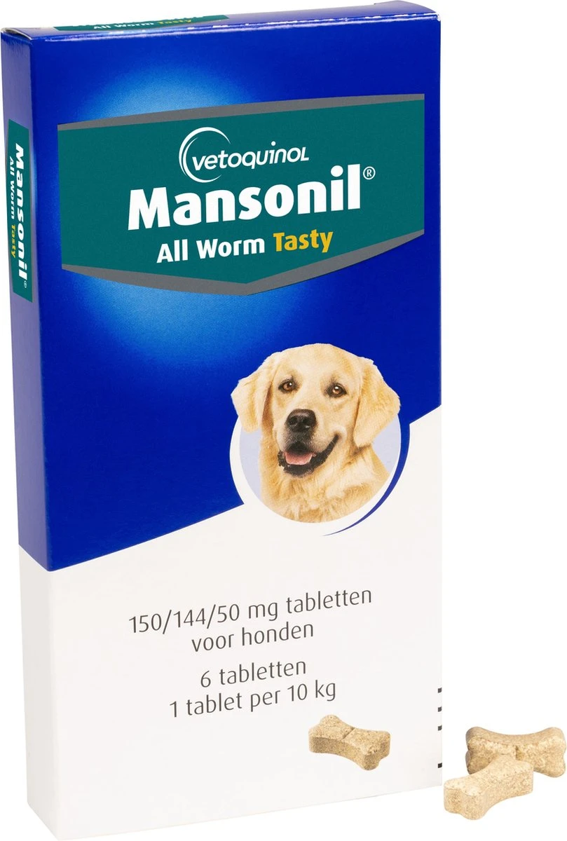 Mansonil All Worm Dog Tasty Ontwormingsmiddel (S/M Vanaf 2.5kg) - 6 Tabletten 3 Mansonil All Worm Dog Tasty Ontwormingsmiddel (S/M Vanaf 2.5kg) - 6 Tabletten