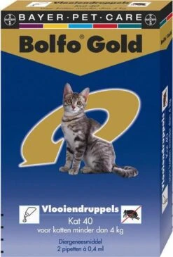 Bayer Bolfo Gold 40 Anti Vlooienmiddel - Kat - 0 Tot 4 Kg - 4 Pipetten -Huisdierbenodigdheden Korting 811x1200 3
