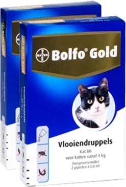 Bayer Bolfo Gold 80 Anti Vlooienmiddel - Kat - >4 Kg - 2 Pipetten -Huisdierbenodigdheden Korting 812x1200 2