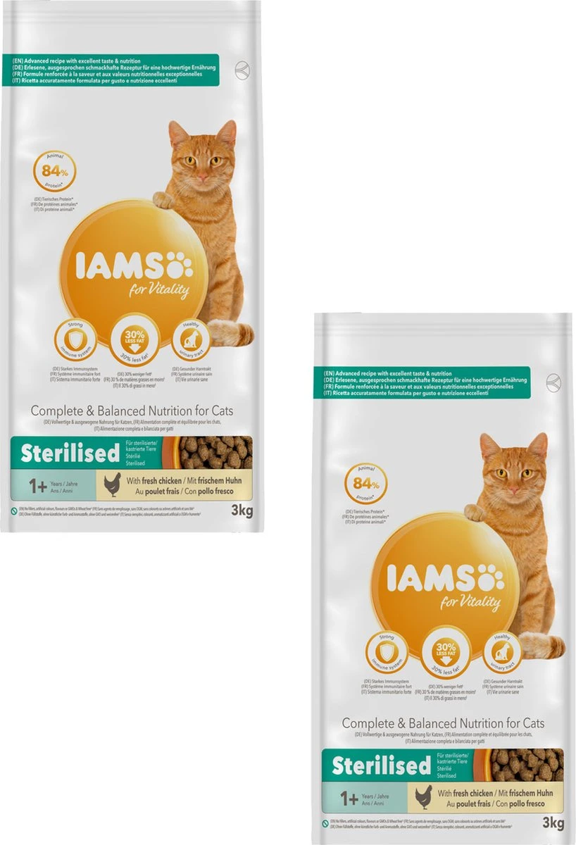 Iams Cat Adult Sterilised - Kattenvoer - 2 X Kip 3 Kg 4 Iams Cat Adult Sterilised - Kattenvoer - 2 X Kip 3 Kg - Image 2