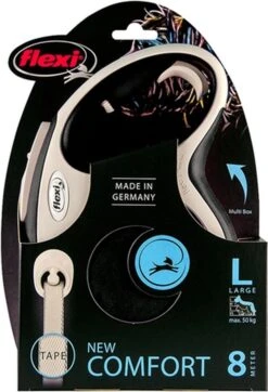 Flexi Rollijn New Comfort Tape L 8 M - Hondenriem - Zwart&Lichtgrijs -Huisdierbenodigdheden Korting 819x1200