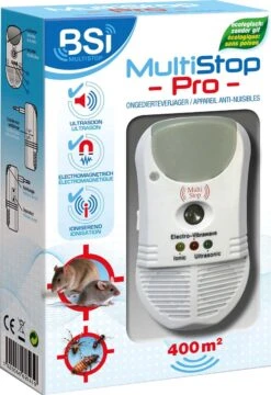 BSI - Multistop Pro - Ongedierteverjager Met 3-voudige Werking: Ultrasoon + Elektromagnetisch + Ioniserend - Ongediertebestrijding - Onhoorbaar Voor Mens - Bereik Tot 300 M² -Huisdierbenodigdheden Korting 823x1200 1