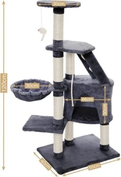 Merkloos MC Star Krabpaal Voor Grote Katten Cat Tree - 55 X 40 X 120 Cm - Grijs -Huisdierbenodigdheden Korting 823x1200 16