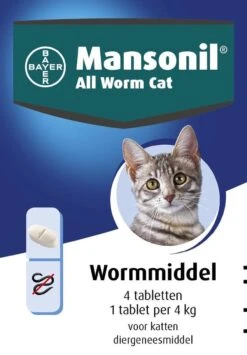 Mansonil All Worm Cat Ontworming - Kat - 4 Tabletten -Huisdierbenodigdheden Korting 836x1200 8