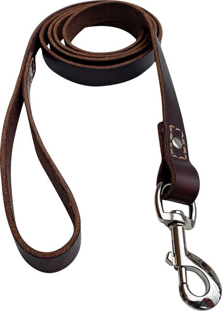 Hondenriem - 180 Cm – Bruine Riem - Leren Hondenriem Met Stiksels – 100% Volnerfleer - Hond 3 Hondenriem - 180 Cm – Bruine Riem - Leren Hondenriem Met Stiksels – 100% Volnerfleer - Hond