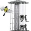 WILDLIFE FRIEND I Deluxe 3-in-1 Bird Feeder | 19cm X 19cm X 36cm | Silver Metal - Tit Dumpling Holder, Seed Feeder & Peanut Feeder, Bird Feeder Voor Kleinere Wilde Vogels.