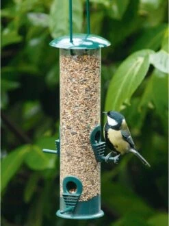 Merkloos Set Van 2x Tuinvogels Hangende Voeder Silo 25 Cm - Winter Vogelvoer Huisje