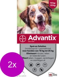 Bayer Advantix Vlooien & Teken Pipetten - Hond 10 Tot 25kg - 2 X 6 Stuks -Huisdierbenodigdheden Korting 927x1200 1