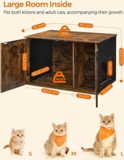Songmics Kattenbak, Kattenhuis, Met Deuren, Vintage Bruin-zwart -Huisdierbenodigdheden Korting 930x1200 4