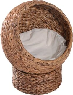 PawHut Kattenmand Rotan Kattennest Kattenbed Met Kussen Huisdierbed Bruin D30-104 -Huisdierbenodigdheden Korting 930x1200 5