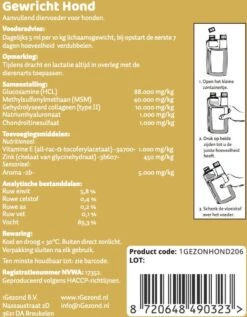 MSM En Glucosamine Gewricht Soepel Voor Honden 250 Ml -Huisdierbenodigdheden Korting 934x1200 1