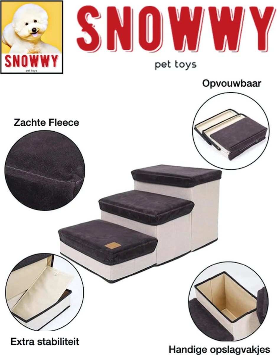 SNOWWY - Hondentrap Met Opslagruimte - Honden Loopplank Met Handige Opslagvakje - Hondenloopplanken - Inklapbaar - Huisdier Opstap - Hondentrapje - Grijs 5 SNOWWY - Hondentrap Met Opslagruimte - Honden Loopplank Met Handige Opslagvakje - Hondenloopplanken - Inklapbaar - Huisdier Opstap - Hondentrapje - Grijs - Image 3