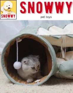 SNOWWY - Kattentunnel Met Kattenmand In één - Origineel En Uniek Design - Kattenhuis - Kattenhuis - Kat Kussen - Kattenbed - Matcha Groen -Huisdierbenodigdheden Korting 947x1200 3