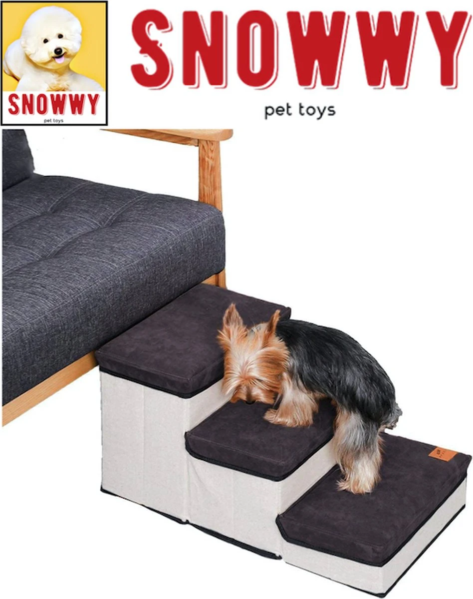SNOWWY - Hondentrap Met Opslagruimte - Honden Loopplank Met Handige Opslagvakje - Hondenloopplanken - Inklapbaar - Huisdier Opstap - Hondentrapje - Grijs 4 SNOWWY - Hondentrap Met Opslagruimte - Honden Loopplank Met Handige Opslagvakje - Hondenloopplanken - Inklapbaar - Huisdier Opstap - Hondentrapje - Grijs - Image 2