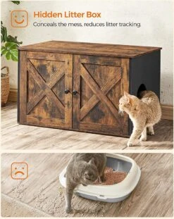 Songmics Kattenbak, Kattenhuis, Met Deuren, Vintage Bruin-zwart -Huisdierbenodigdheden Korting 952x1200 7