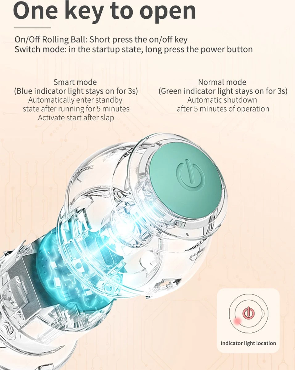 Merkloos Pecute® Elektrische Speelbal - Slimme Interactieve Zelfrollende Bal - Kat En Hond Speelgoed - Kattenspeelgoed - Blauw 7 Merkloos Pecute® Elektrische Speelbal - Slimme Interactieve Zelfrollende Bal - Kat En Hond Speelgoed - Kattenspeelgoed - Blauw - Image 5