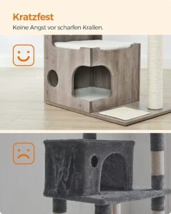 Songmics Krabpaal 86 Cm, Middelgrote Kattenkrabpaal Met 3 Ligvlakken En Grot, Kattenboom Van MDF Met Houtfineer, Sisalstam, Wasbare Kussens Van Pluche, Grijs-wit PCT070G01 -Huisdierbenodigdheden Korting 960x1200 16