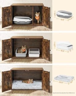 Songmics Kattenbak, Kattenhuis, Met Deuren, Vintage Bruin-zwart -Huisdierbenodigdheden Korting 960x1200 26
