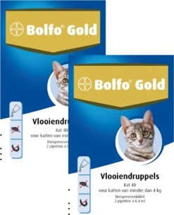 Bolfo Gold Kat 40 - Anti Vlooienmiddel - 2 X 2 Stuks 0 - 4 Kg