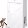WONDERMAKE® Grote Kattenkast Houten Voor Kattenbak Kattentoilet, XL-kattenbak Dressoir Kastje Met Schuiflade, Designer Kattenhuis Met Kattenhol Kattenbakkast, Kasten Kast Voor Katten Binnen Hoog, 51 X 46 X 96 Cm, Wit -Huisdierbenodigdheden Korting 972x1200 7