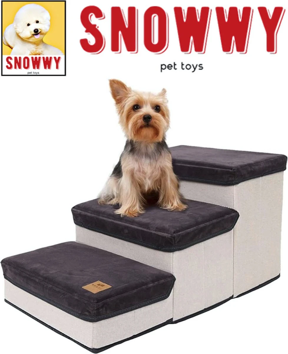 SNOWWY - Hondentrap Met Opslagruimte - Honden Loopplank Met Handige Opslagvakje - Hondenloopplanken - Inklapbaar - Huisdier Opstap - Hondentrapje - Grijs 3 SNOWWY - Hondentrap Met Opslagruimte - Honden Loopplank Met Handige Opslagvakje - Hondenloopplanken - Inklapbaar - Huisdier Opstap - Hondentrapje - Grijs