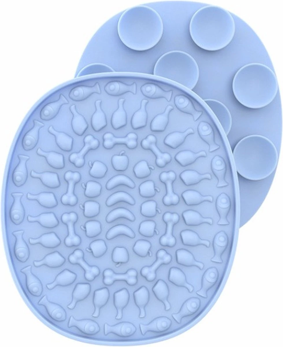 Likmat Kat Of Hond | Blauw | 100% Siliconen | 16 X 14 Cm | Slowfeeder | Voermat Met Zuignappen | Rustgevend 3 Likmat Kat Of Hond | Blauw | 100% Siliconen | 16 X 14 Cm | Slowfeeder | Voermat Met Zuignappen | Rustgevend