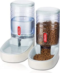 Automatische Voederdispenser Voor Kleine En Middelgrote Huisdieren, 3,8 L, Reisvoerdispenser En Waterdispenser Voor Honden, Katten, Huisdieren (grijs)