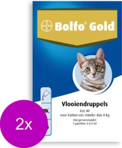 Bolfo Gold Kat 40 - Anti Vlooienmiddel - 2 X 4 Stuks 0 - 4 Kg -Huisdierbenodigdheden Korting 992x1200 8