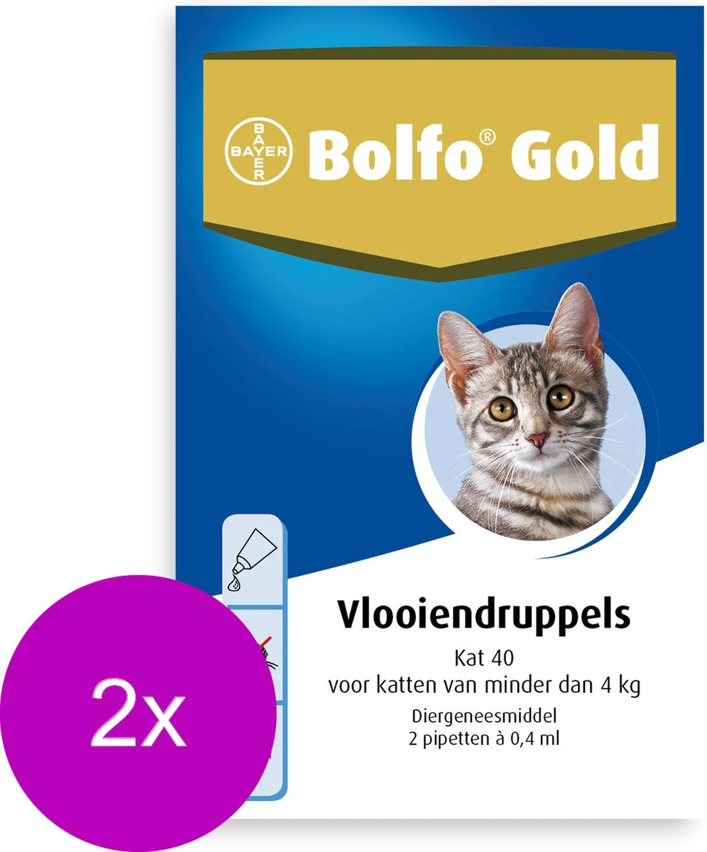 Bolfo Gold Kat 40 - Anti Vlooienmiddel - 2 X 2 Stuks 0 - 4 Kg 4 Bolfo Gold Kat 40 - Anti Vlooienmiddel - 2 X 2 Stuks 0 - 4 Kg - Image 2