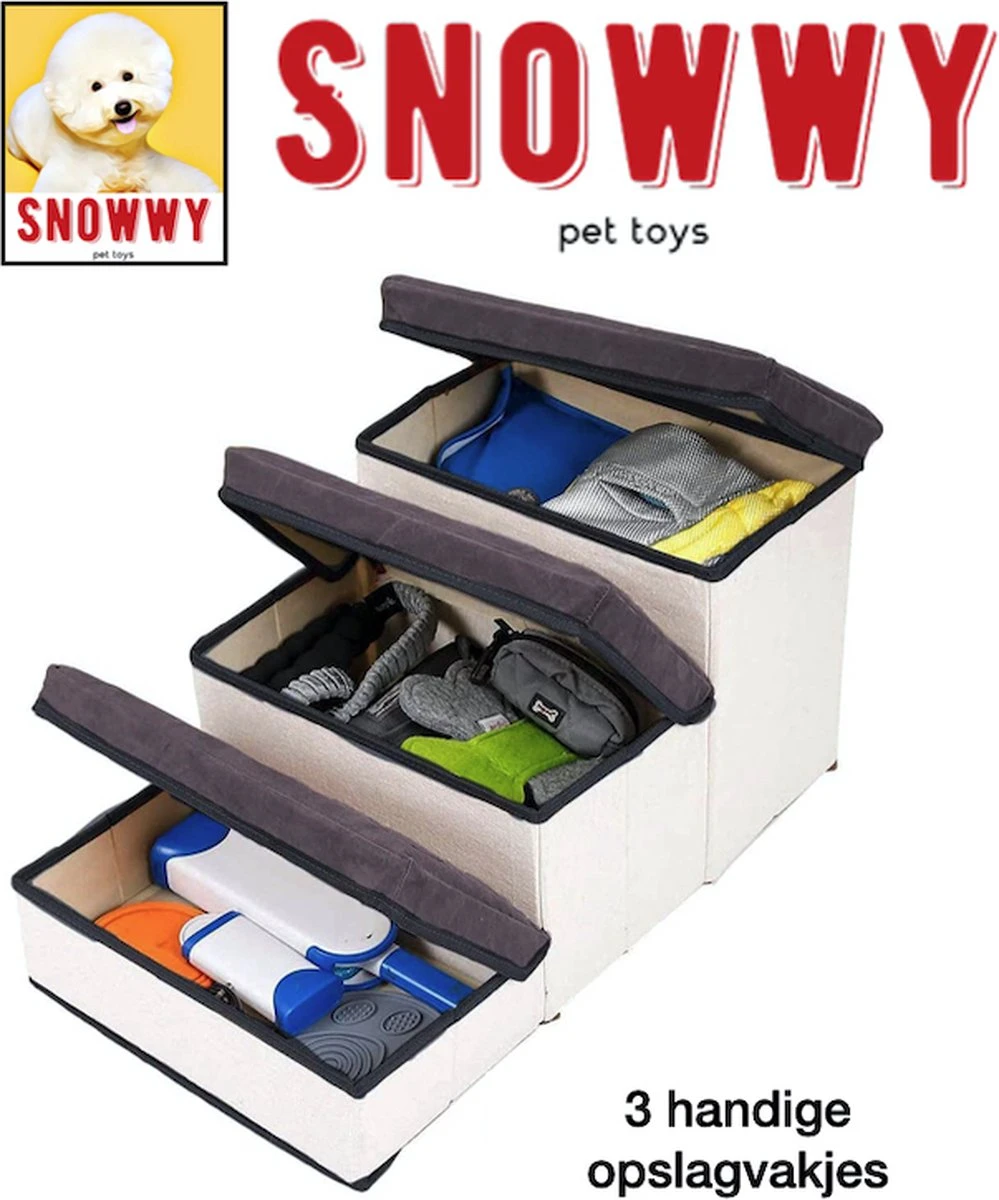 SNOWWY - Hondentrap Met Opslagruimte - Honden Loopplank Met Handige Opslagvakje - Hondenloopplanken - Inklapbaar - Huisdier Opstap - Hondentrapje - Grijs 6 SNOWWY - Hondentrap Met Opslagruimte - Honden Loopplank Met Handige Opslagvakje - Hondenloopplanken - Inklapbaar - Huisdier Opstap - Hondentrapje - Grijs - Image 4